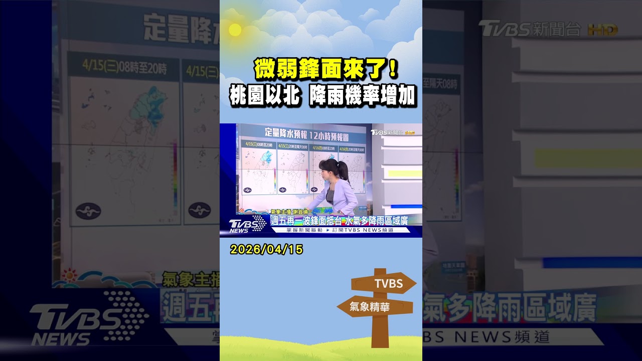 天氣/ 微弱鋒面來了!桃園以北 降雨機率增加｜氣象主播 謝宜倫｜早安氣象｜TVBS新聞 20260415 @TVBSNEWS01