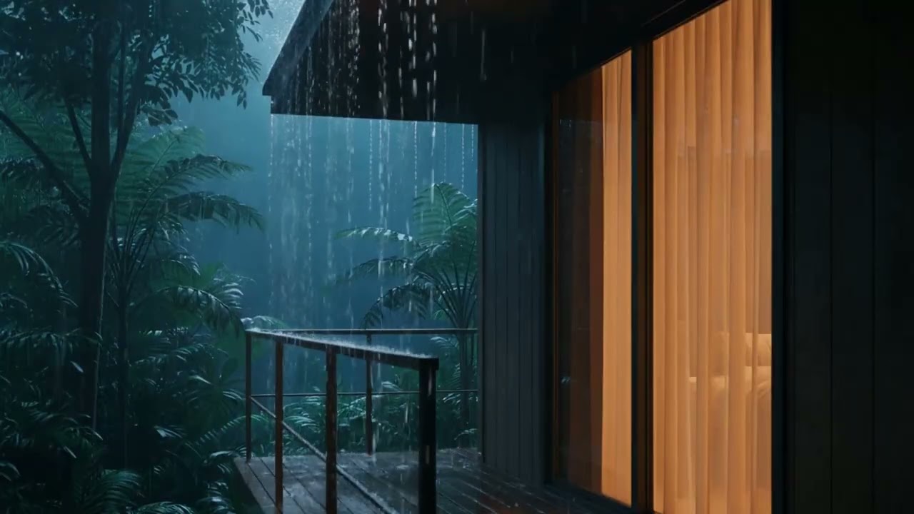 Rainy Evening at a Cozy Cabin | Calm Rain Ambience for Deep Sleep