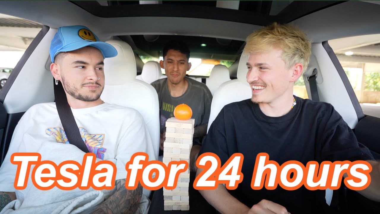 ЖИВУ В МОЕЙ ТЕСЛЕ 24 ЧАСА! С Кианом Лоули. ЧАСТЬ 1