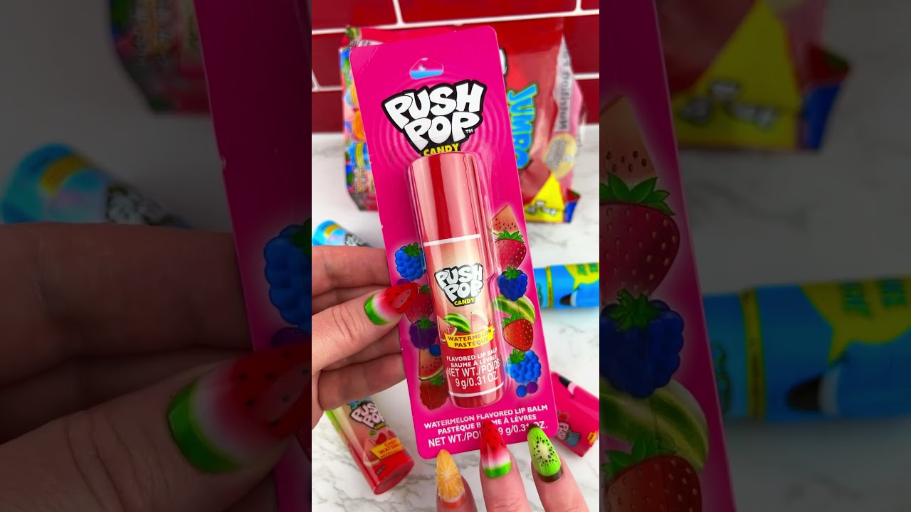 PUSH POP Candy Lip Balm Satisfying Video ASMR! 🍉🍒 #shorts