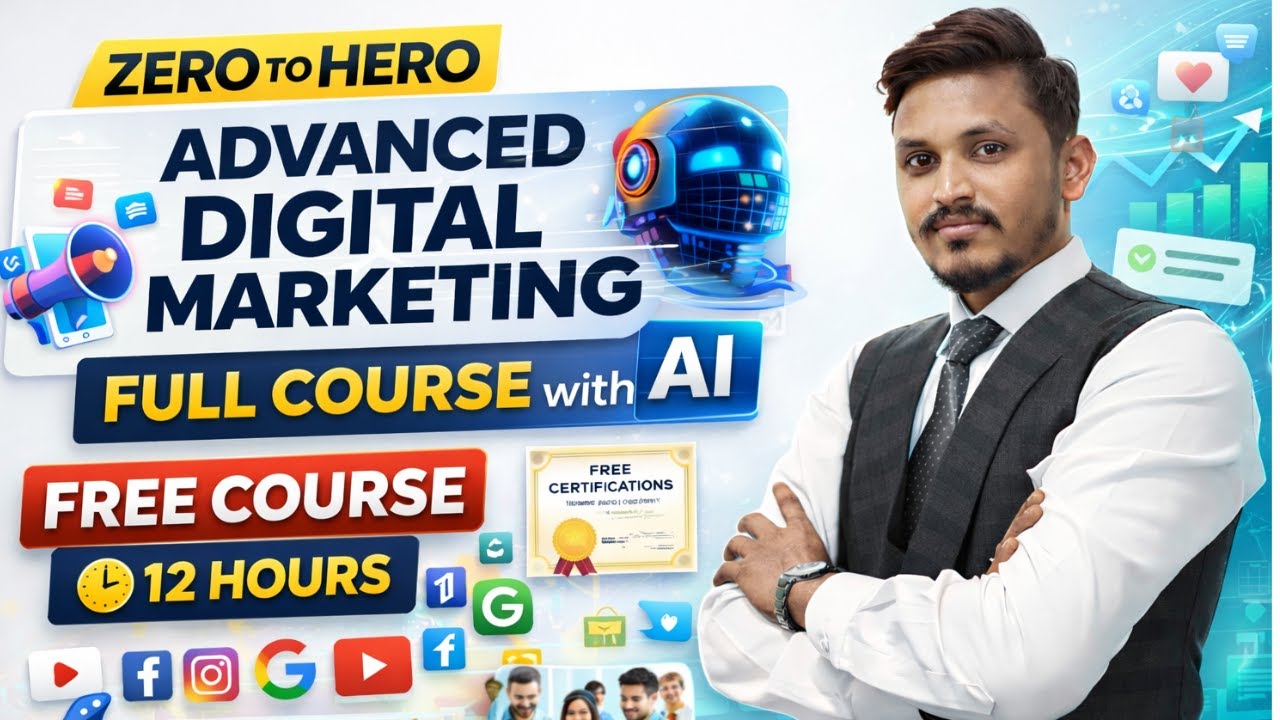 FREE Digital Marketing Course 😱 | 11 Hours Practical Training | 10+ Tools + Certificate