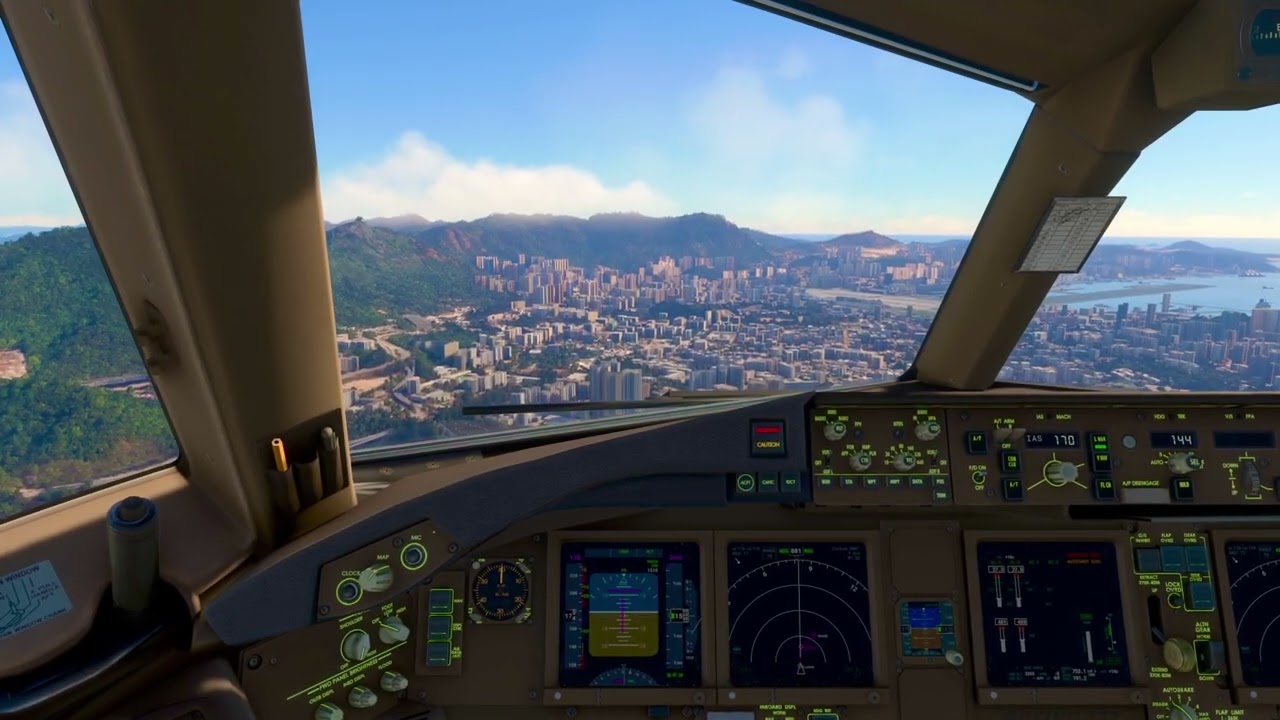 Hand Flown Kai Tak Approach Boeing 777-300ER #aviation #cockpitview