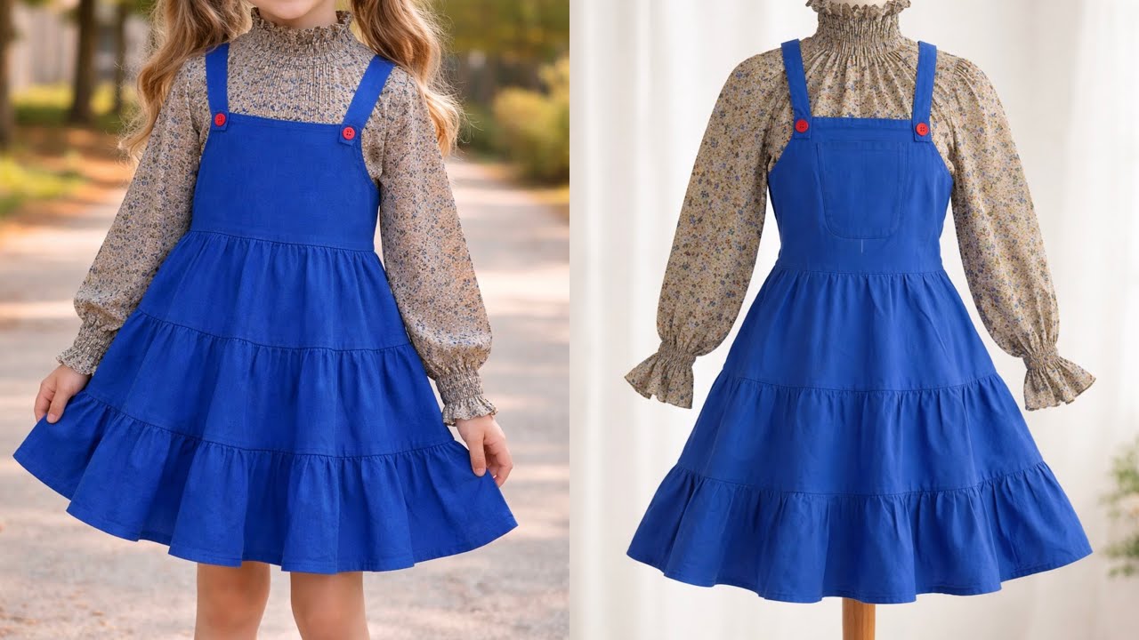 Beautiful Pinafore Baby Dress Cutting & Stitching | Layered Baby Frock & Top Design | Easy DIY 