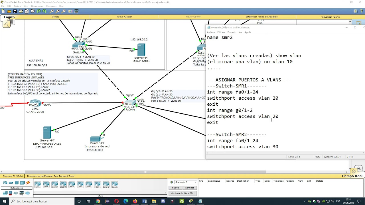 Packet Tracer. VLANs. Práctica XVI. Parte2.