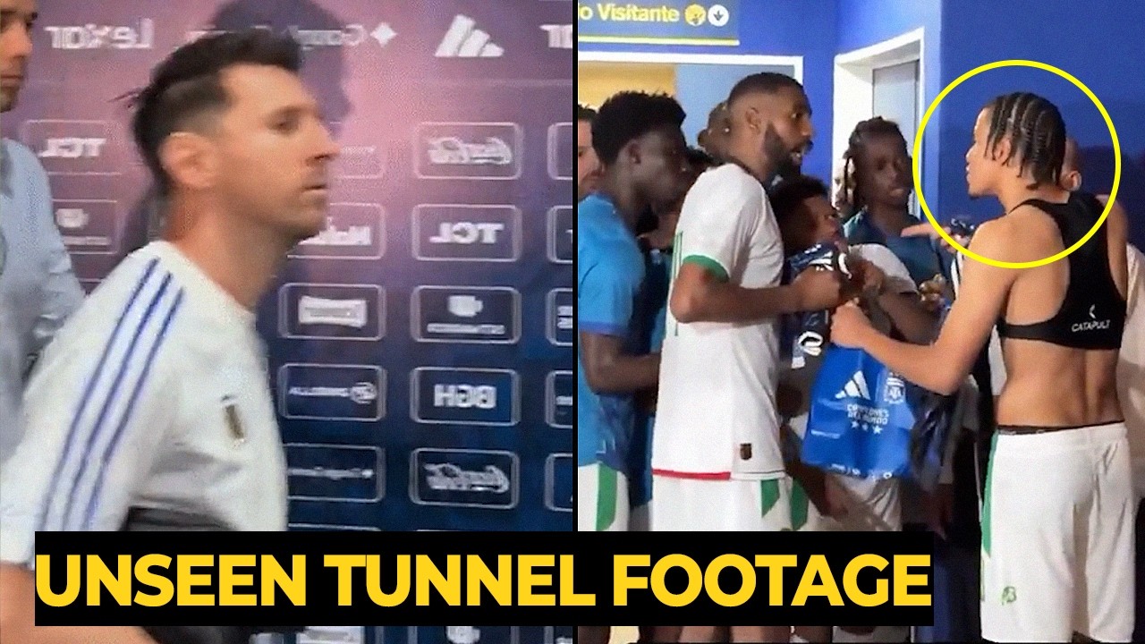Messi reaction as Mauritanian players are fighting for Messi's jersey in tunnel