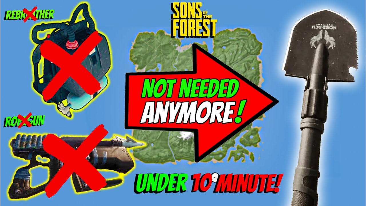 How To Get Shovel UNDER 10 MINUTES In Sons Of The Forest! (NO REBREATHER & ROPE GUN REQUIREMENTS)