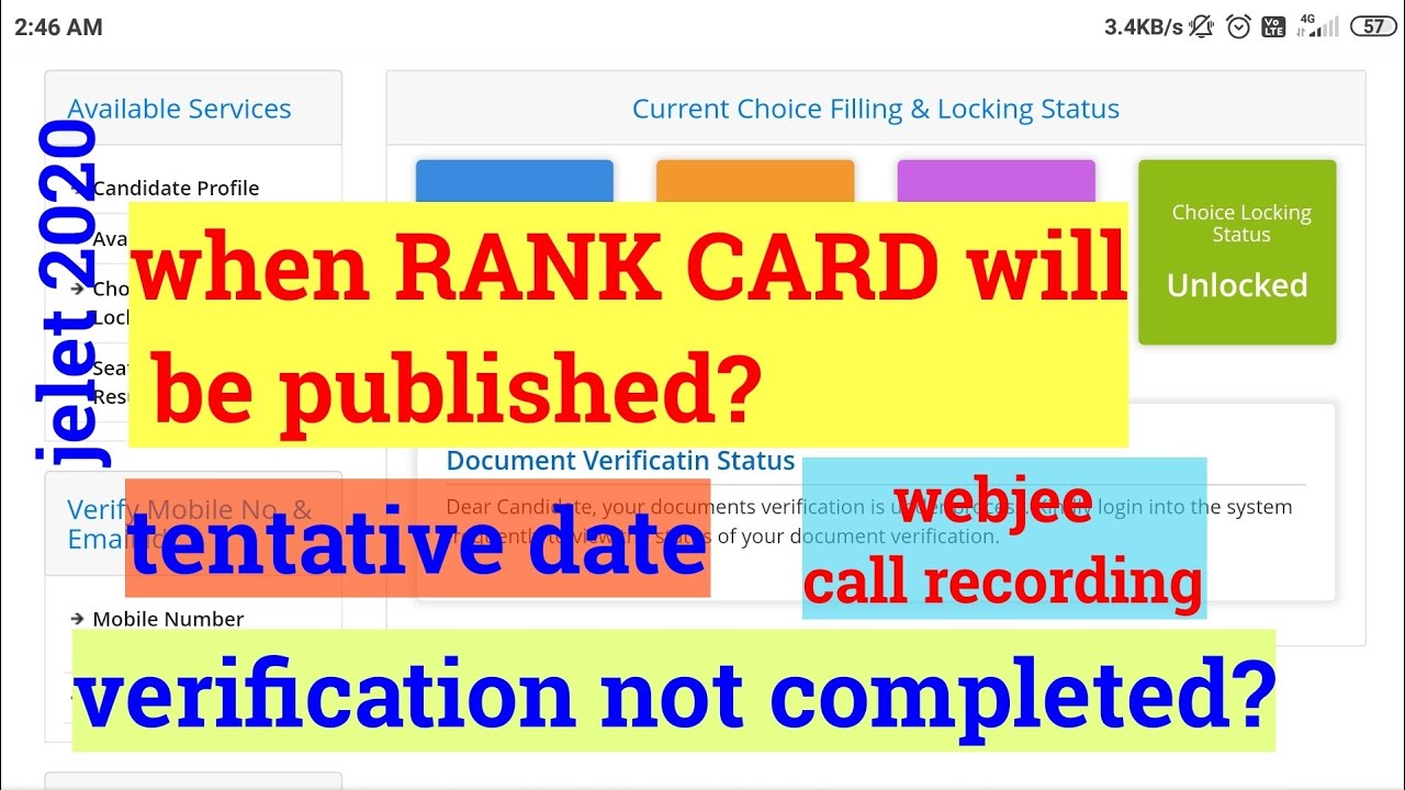 jelet 2020 | when rank card will be published? |
