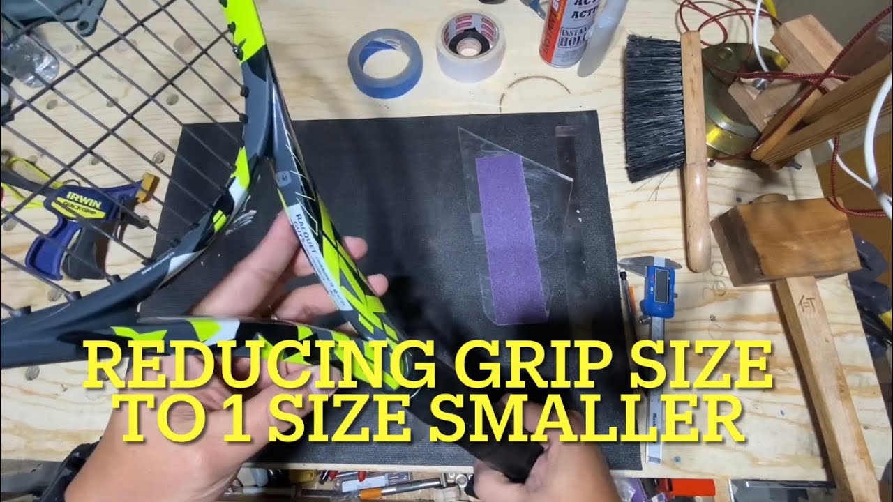 Reducing Tennis Racquet Grip Size by Sanding