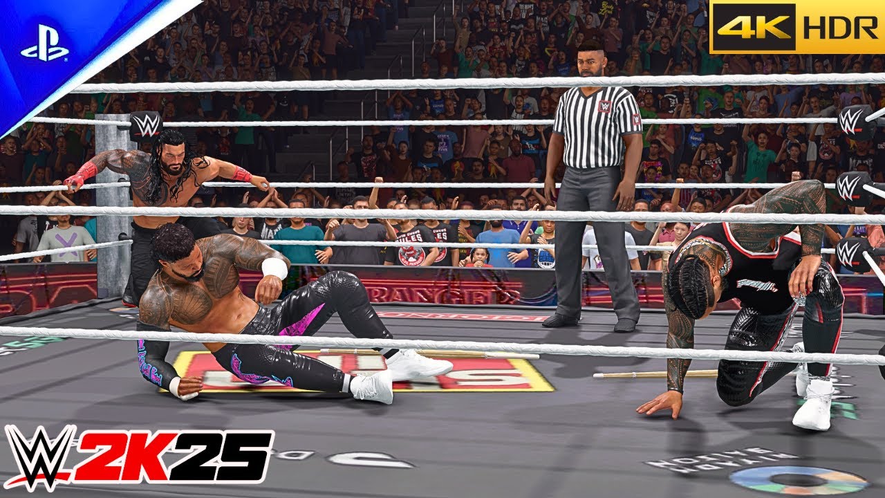 WWE 2K25 - Roman Reigns vs. The Usos - 2-on-1 Handicap Full Match | PS5™ Pro [4K HDR]