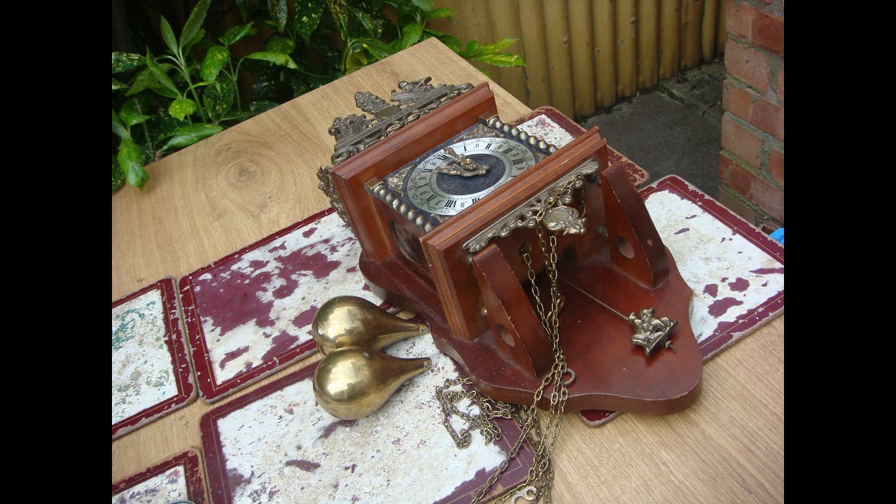 Vintage  German Hermle  Clock  Movement Come Inside Dutch Case & 2 Weight