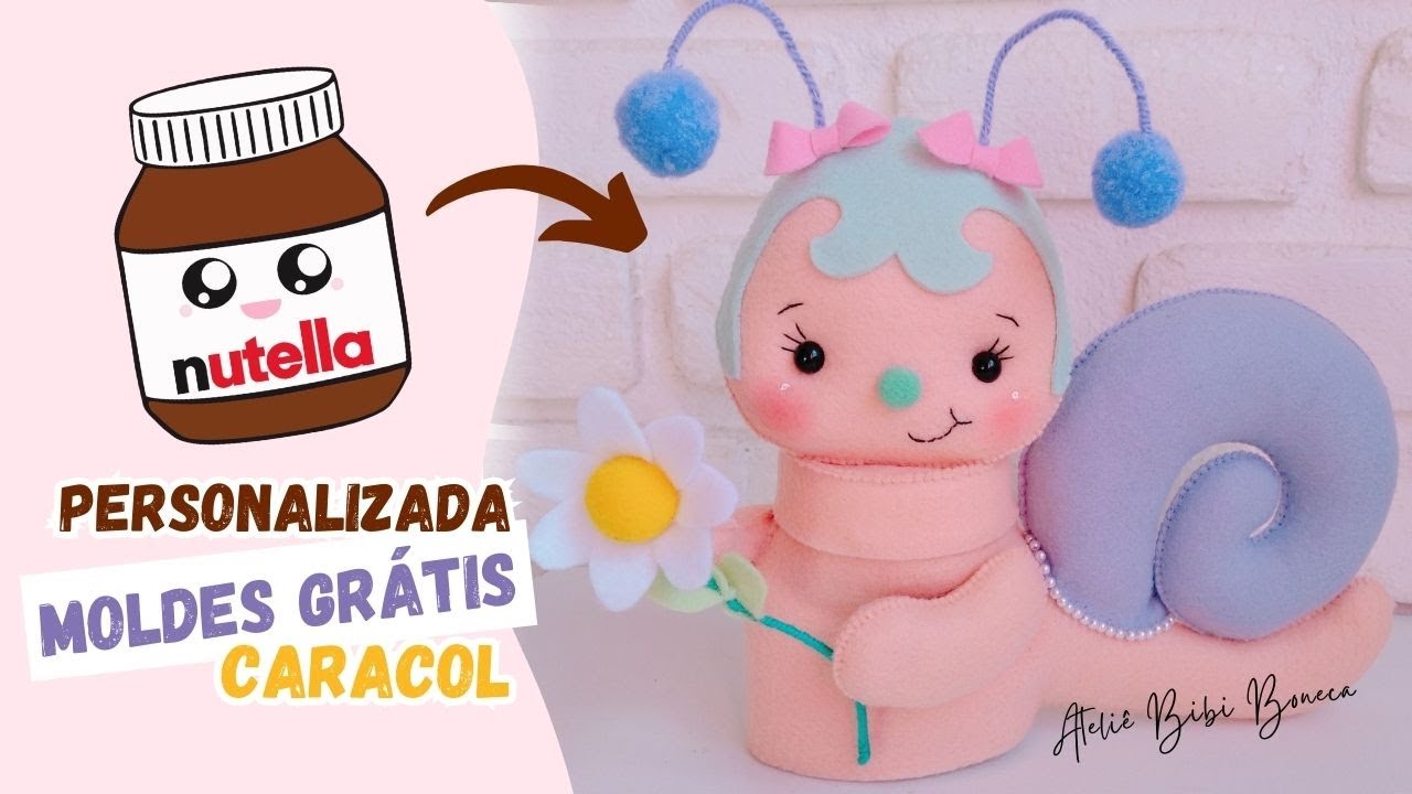 Faça você mesmo Nutella Personalizada Centro de mesa Jardim Encantado Caracol MOLDES GRÁTIS!