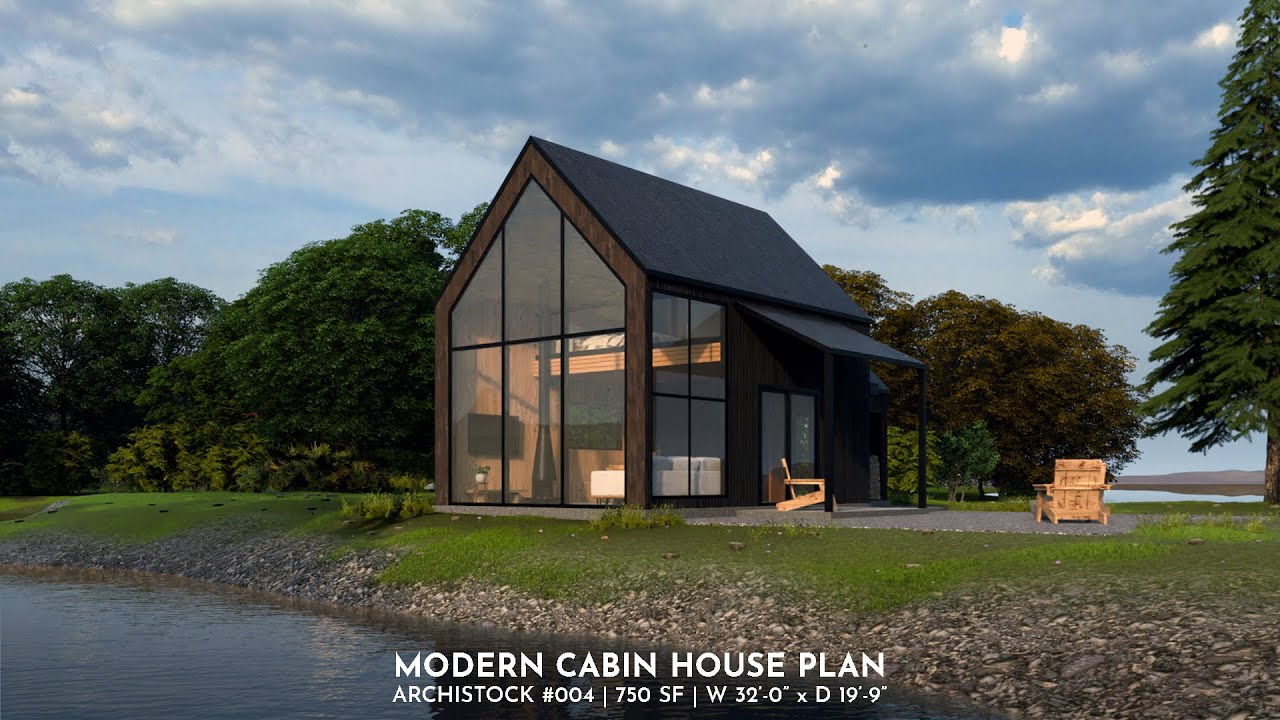 750 sq ft Modern Cabin House Plan | Tiny House with Loft-style Bedroom