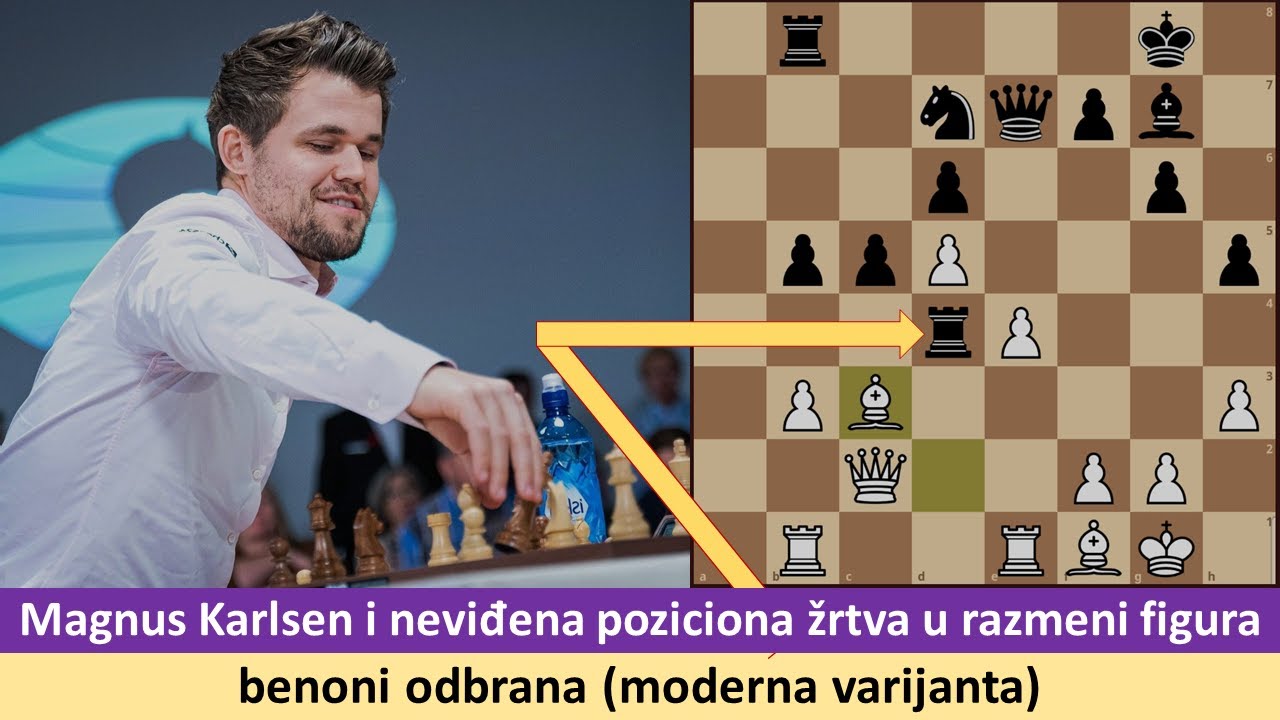 Magnus Karlsen i neviđena poziciona žrtva u razmeni figura - benoni odbrana
