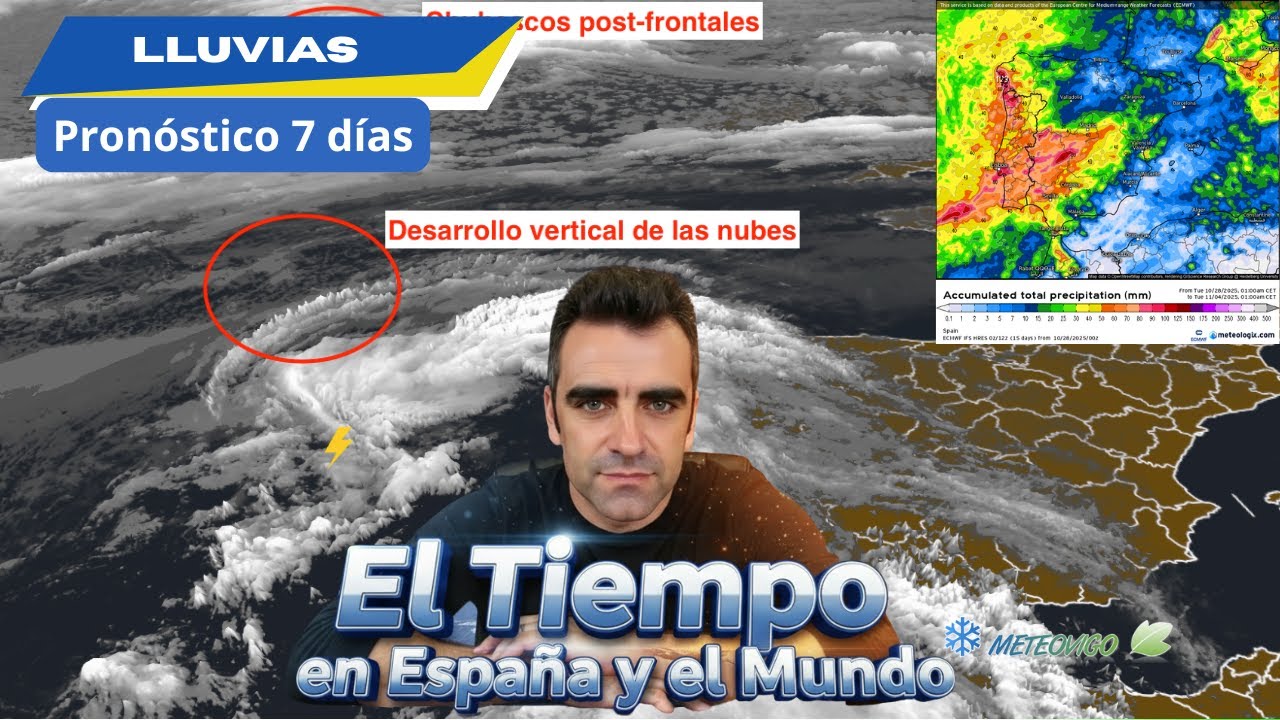 As&iacute; se acercan las LLUVIAS ☔​ y TORMENTAS ⚡​ a Espa&ntilde;a: avisos activados por riesgo importante 🟠​