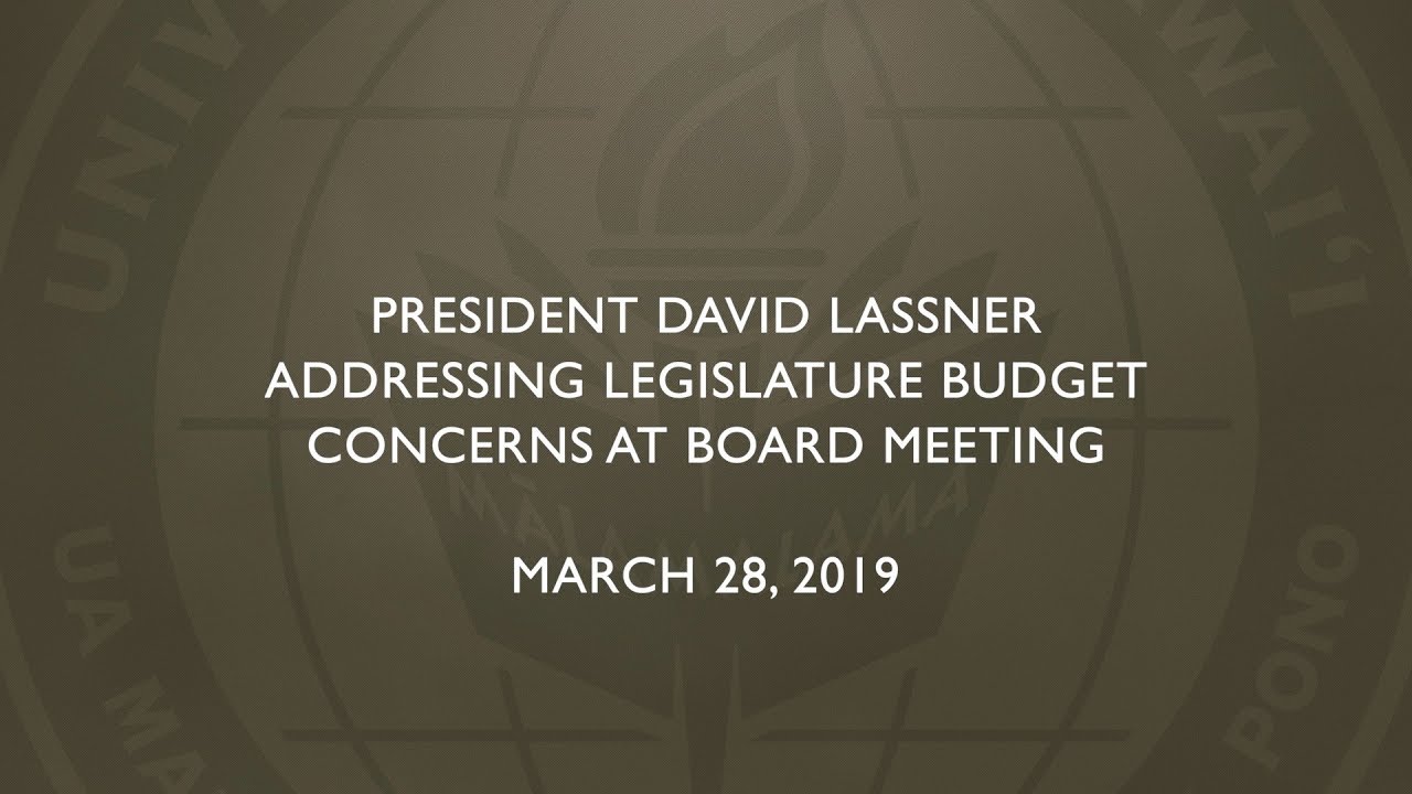 UH President Lassner addresses Legislative budget concerns