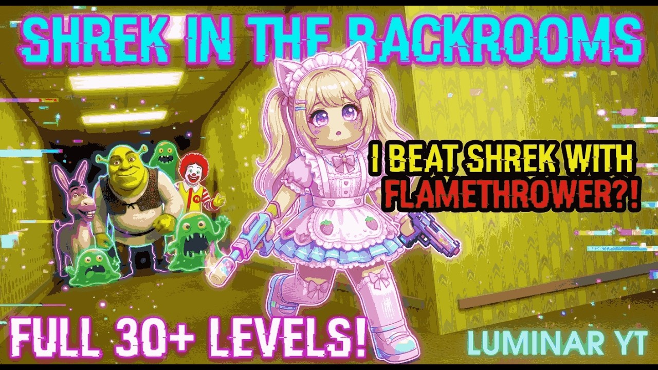 SHREK IN THE BACKROOMS BUT I HAVE FLAMETHROWER & GUNS?! 🔥💀 FULL 30+ LEVELS COMPLETION | Roblox