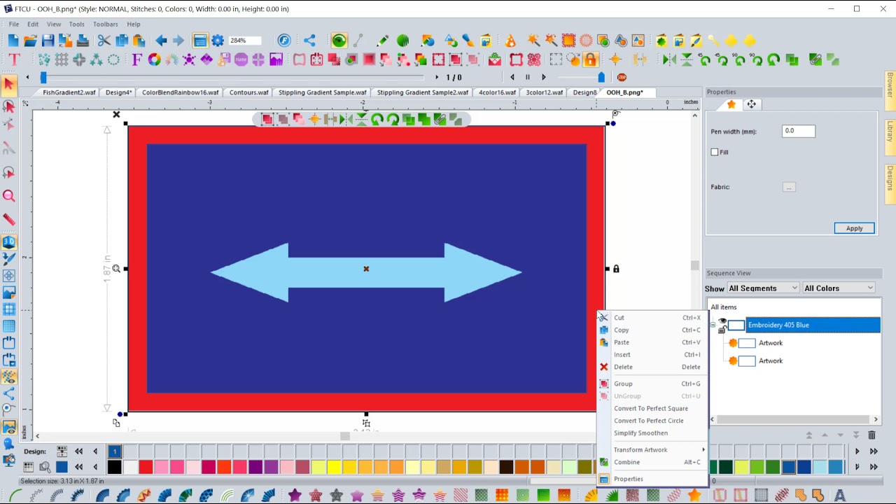 Floriani FTC-U Creating a Satin Border Around an Object