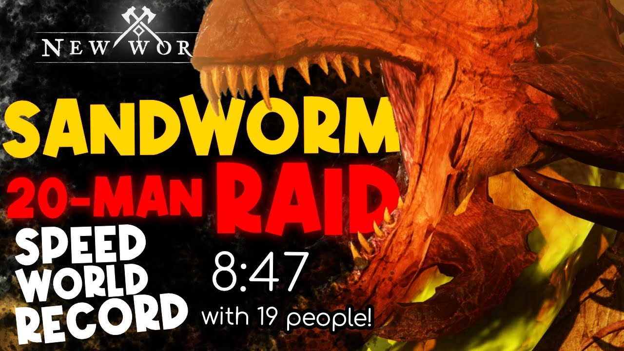 World's FASTEST Sandworm Raid Boss Kill With 19 Players! ⚔️New World Shah-Neshen the Devourer Raid