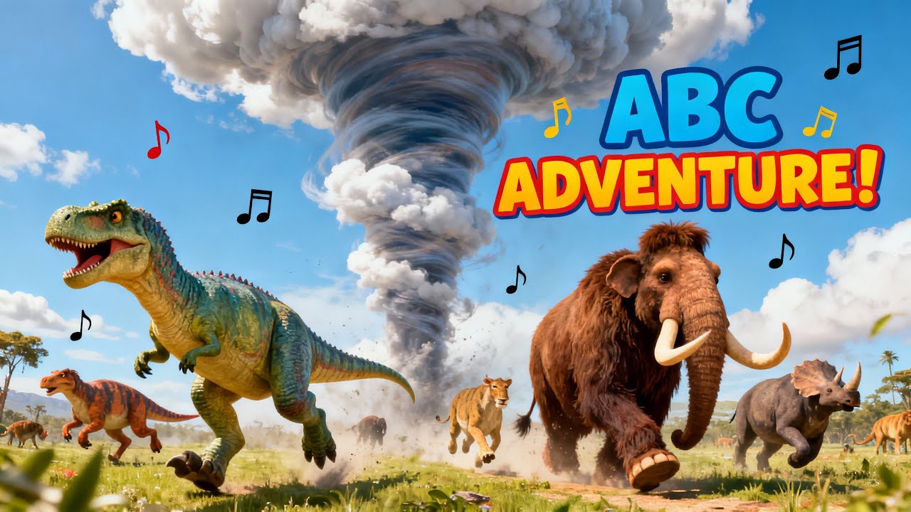 ABC Historical Animals Escaping Tornado | Learn ABCs with DodoVerse | Adventure Alphabet Song