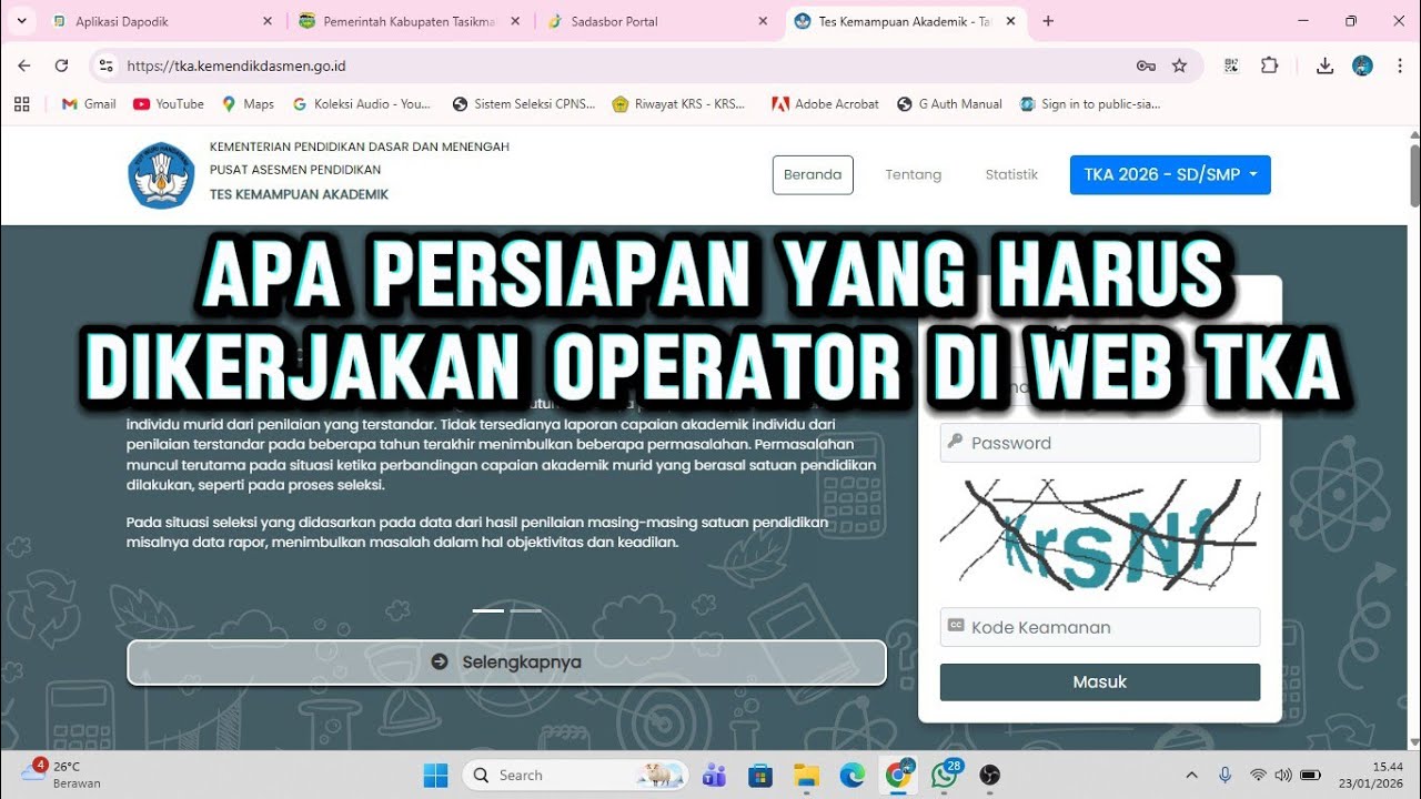 apa yang harus dikerjakan operator setelah pendaftaran siswa di web tka?