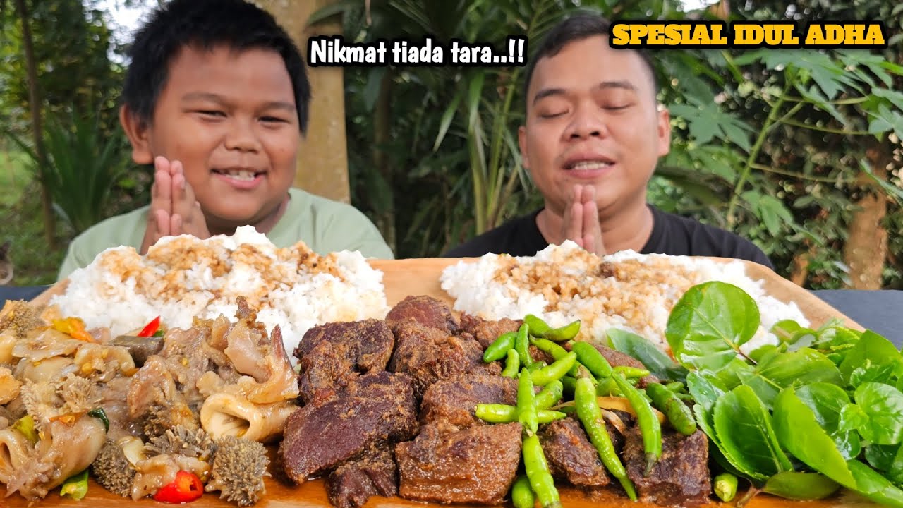 SPESIAL IDUL ADHA !! MUKBANG SEMUR DAGING KERBAU + OSENG JEROAN + KREMES AYAM + LALAPAN MENTAH