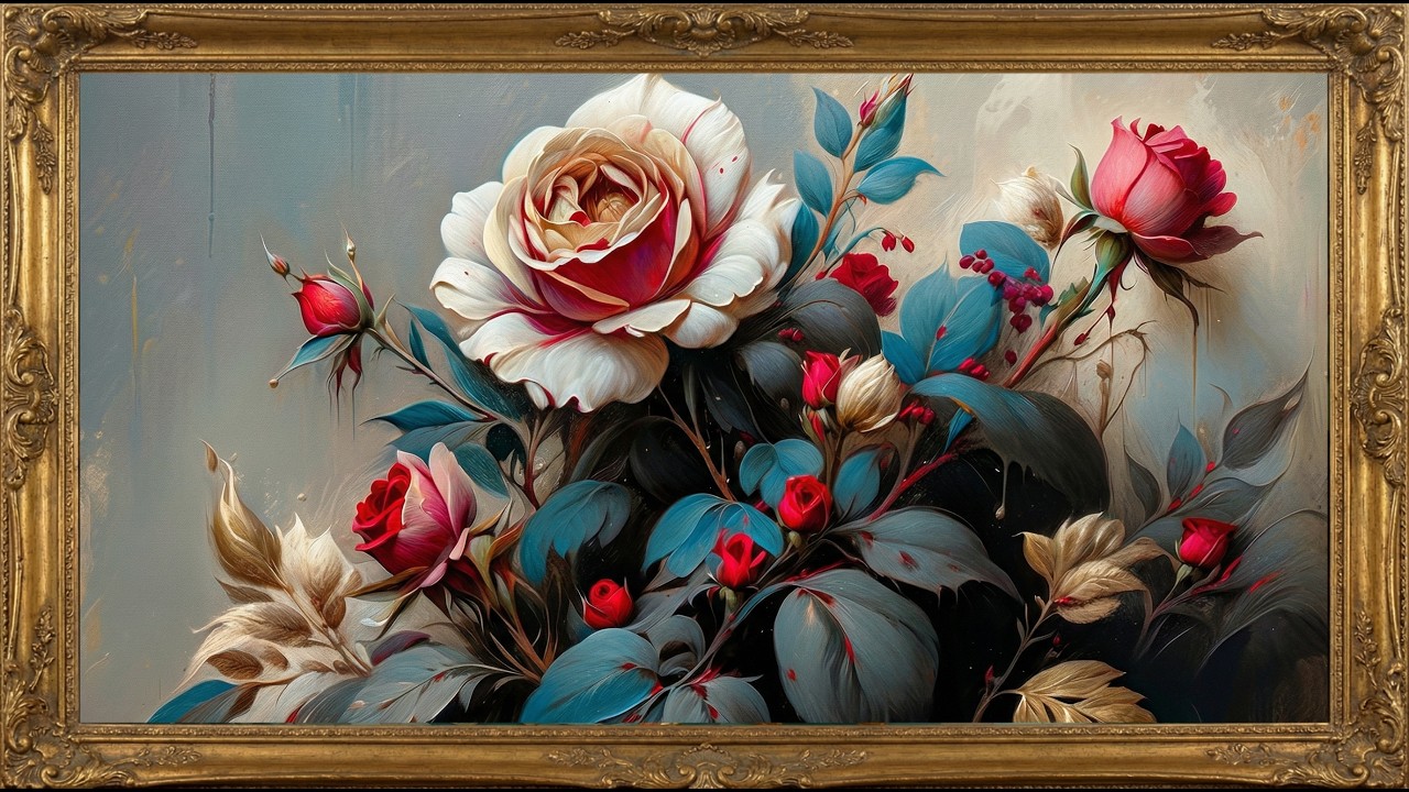 Elegant Rose Flower Painting 🌹 Luxury Floral Art Wallpaper