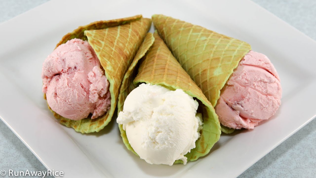 Pandan Waffle Cones and Cookies