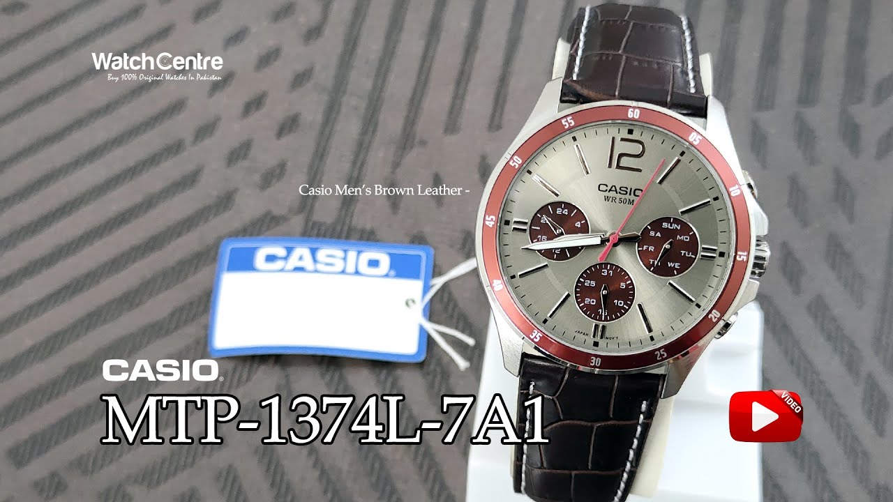 Casio MTP-1374L-7A1 Brown 🟤 Leather Strap Multi-Hand Dial Men's Branded Dress Watch
