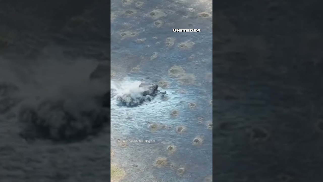 Russian 'turtle tank' evaporates after being hit by UkrainianFPV drone #warinukraine #shorts