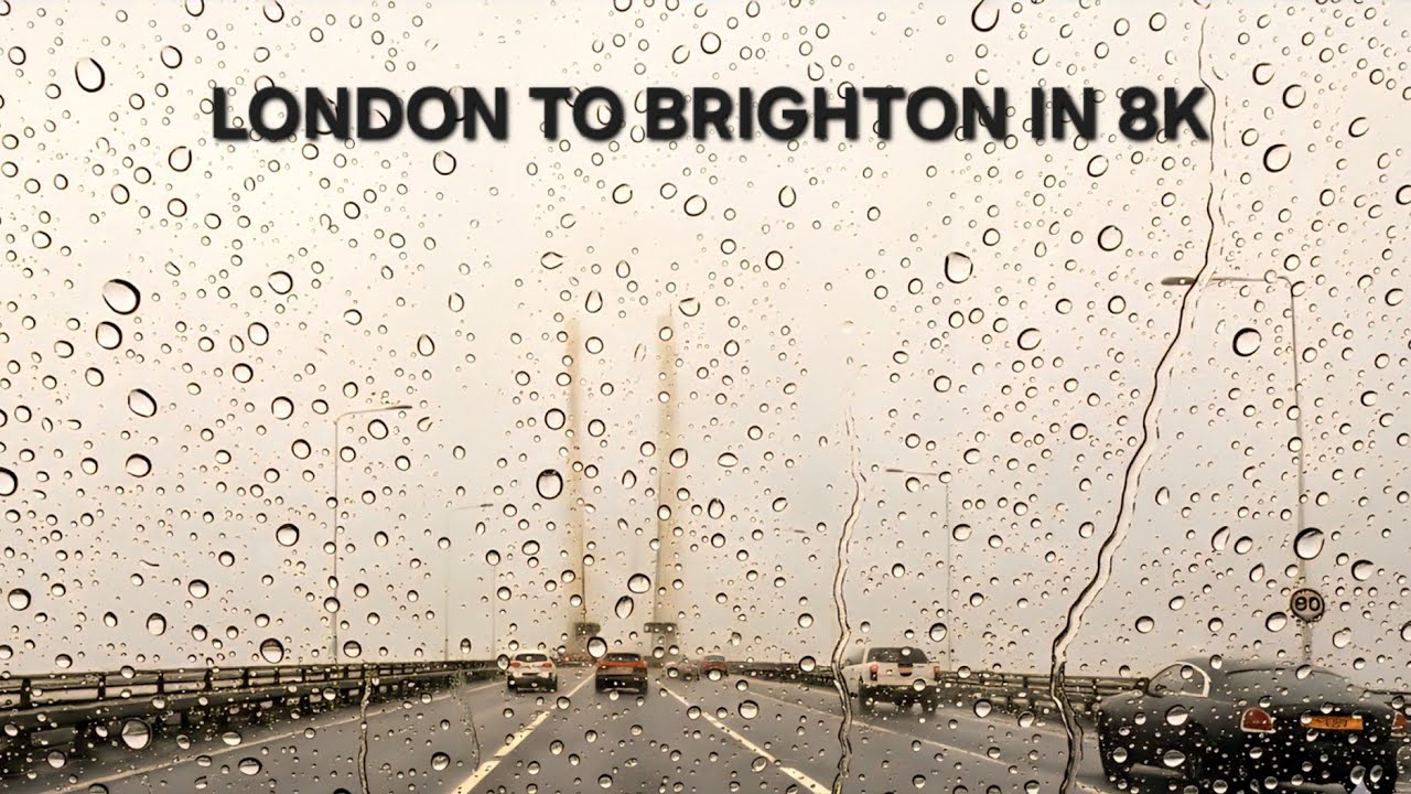 8K Drive: QEII Bridge to Brighton (ASMR) 🌧️ | De Londres a Brighton por Puente QEII 8K 🚗