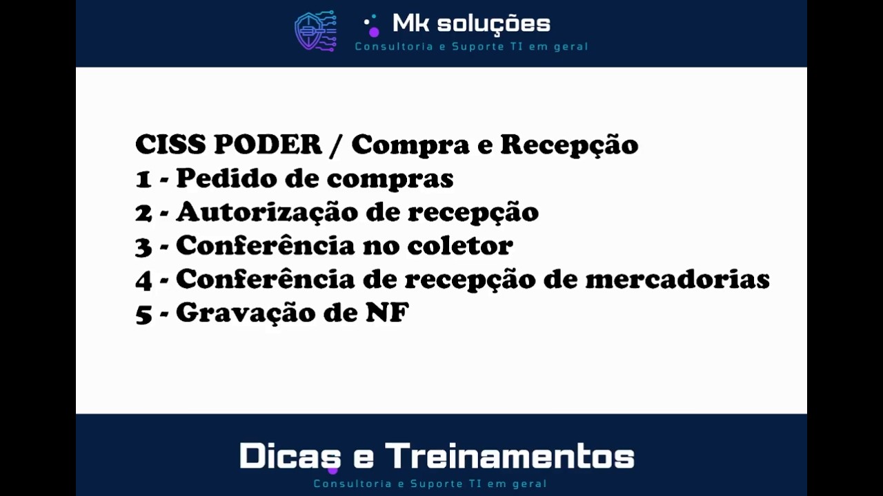 CISS PODER : Pedido de Compras , Conferência Cega, Recepção de Mercadorias