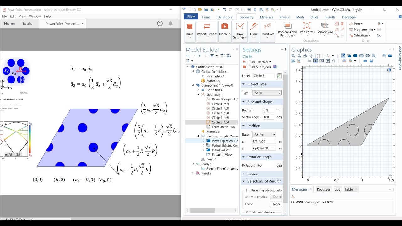 Triangular (Hexagonal) photonic crystal using COMSOL - Band Diagram simulation.