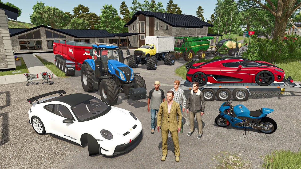 Adopté par une FAMILLE de MILLIARDAIRE sur FS25 (Ferme géante, Maison de LUXE et voitures sportives)
