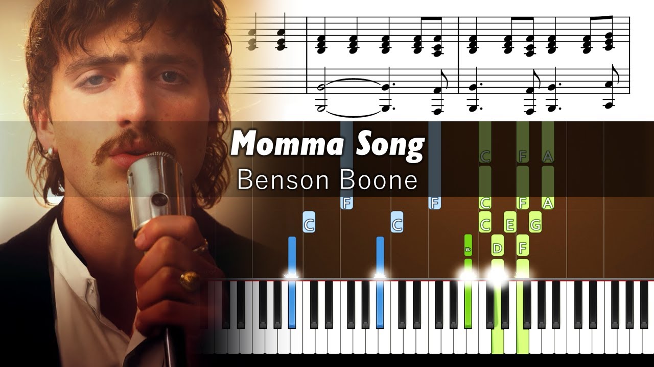 Benson Boone - Momma Song - Accurate Piano Tutorial with Sheet Music