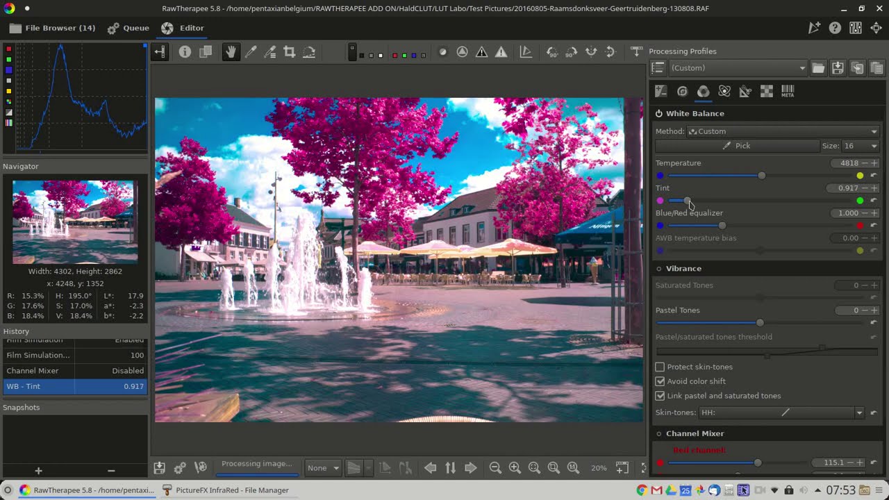 PictureFX Faux Infrared Color Haldclut/Lut for Rawtherapee, Darktable, or other compatible software