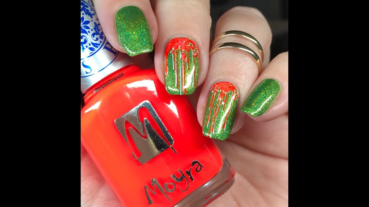 Neon Paint Drip Layered Stamping using Lina Make Your Mark 3, Moyra & Pueen | Nail Art Tutorial DIY