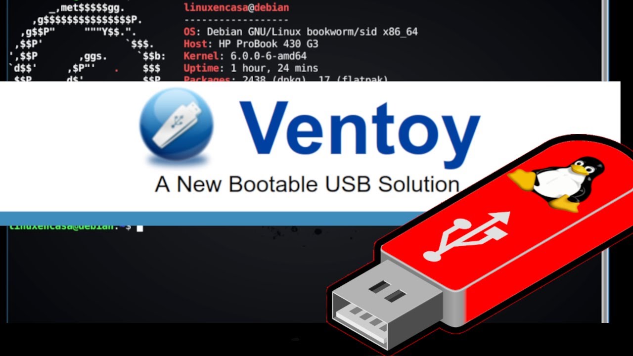 Crear USB Booteable con Ventoy en Linux Debian 12 - Bookworm