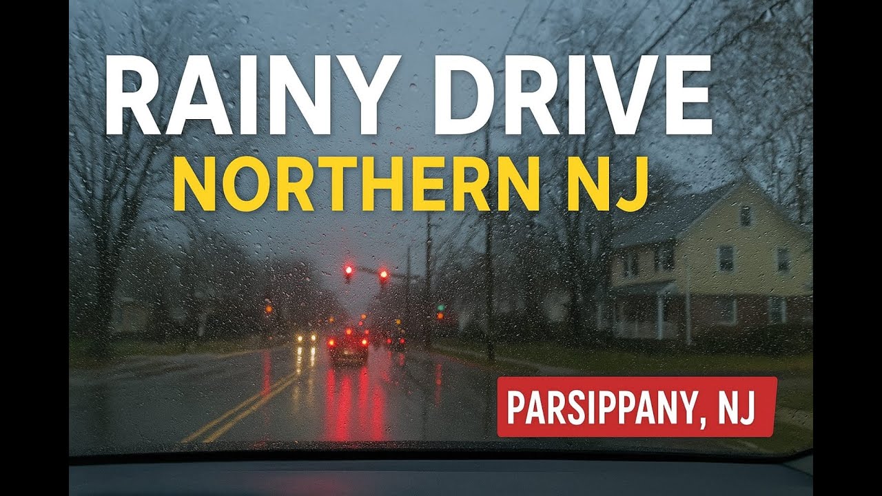 Rainy Day Drive - New Jersey Neighborhood l 4K l Calm streets and Nature l No voice