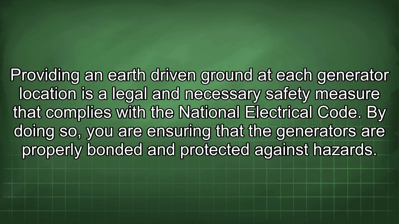 Generator Frame Grounding Ensuring Safety and NEC Compliance