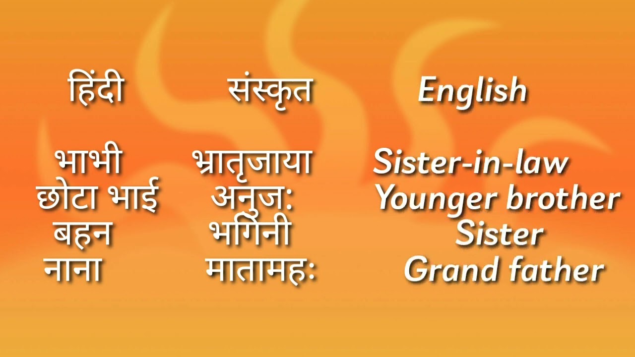 संस्कृत में संबंधियों के नाम, Name of relatives in sanskrit, @sanskritdepartment