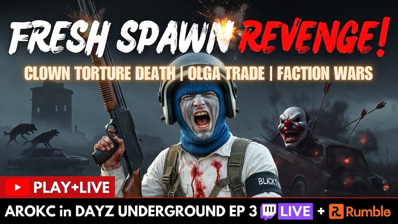 DayZ Underground Chernarus Ep 3 FRESH SPAWN REVENGE! Clown TORTURE DEATH & Faction WARS LIVE