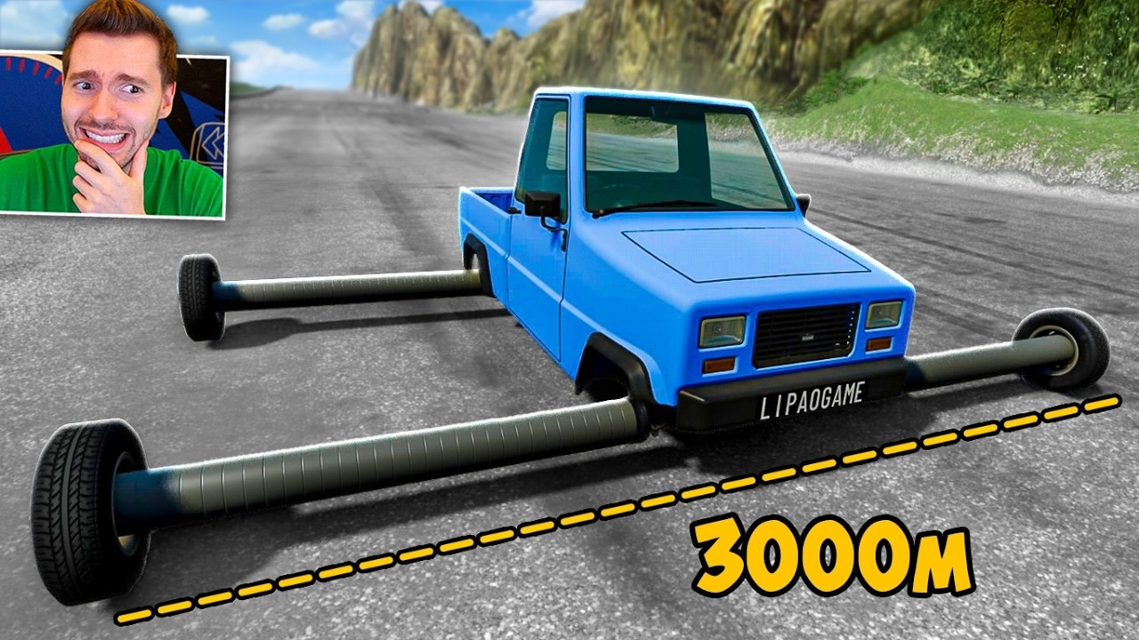 CARRO com 3000 METROS DE RODA no BeamNG Drive!