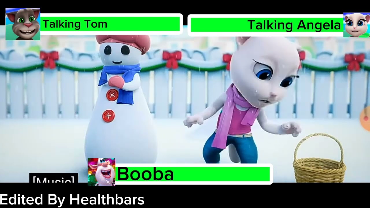 Talking Tom VS Talking Angela VS Booba With Healthbars (Edited By Healthbars)