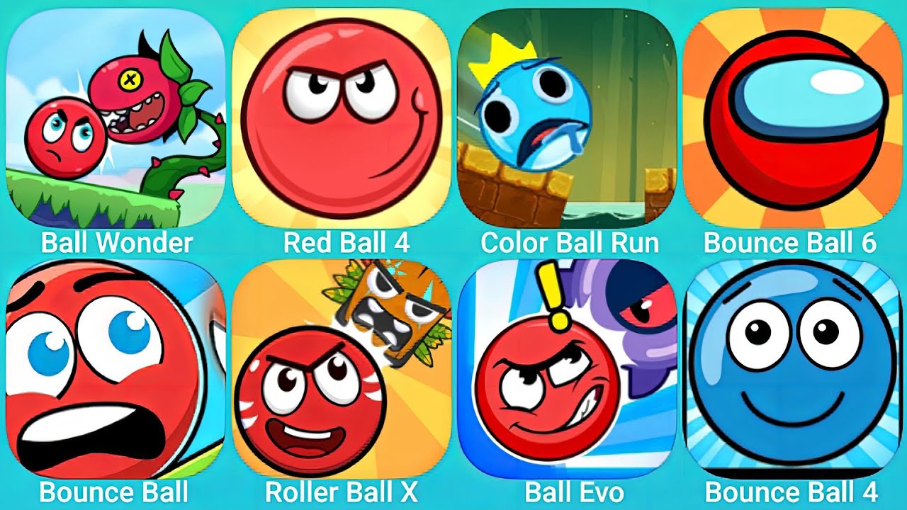Ball Wonder, Red Ball 4, Color Ball Run, Bounce Ball 6, Roller Ball X and More Red Ball Games