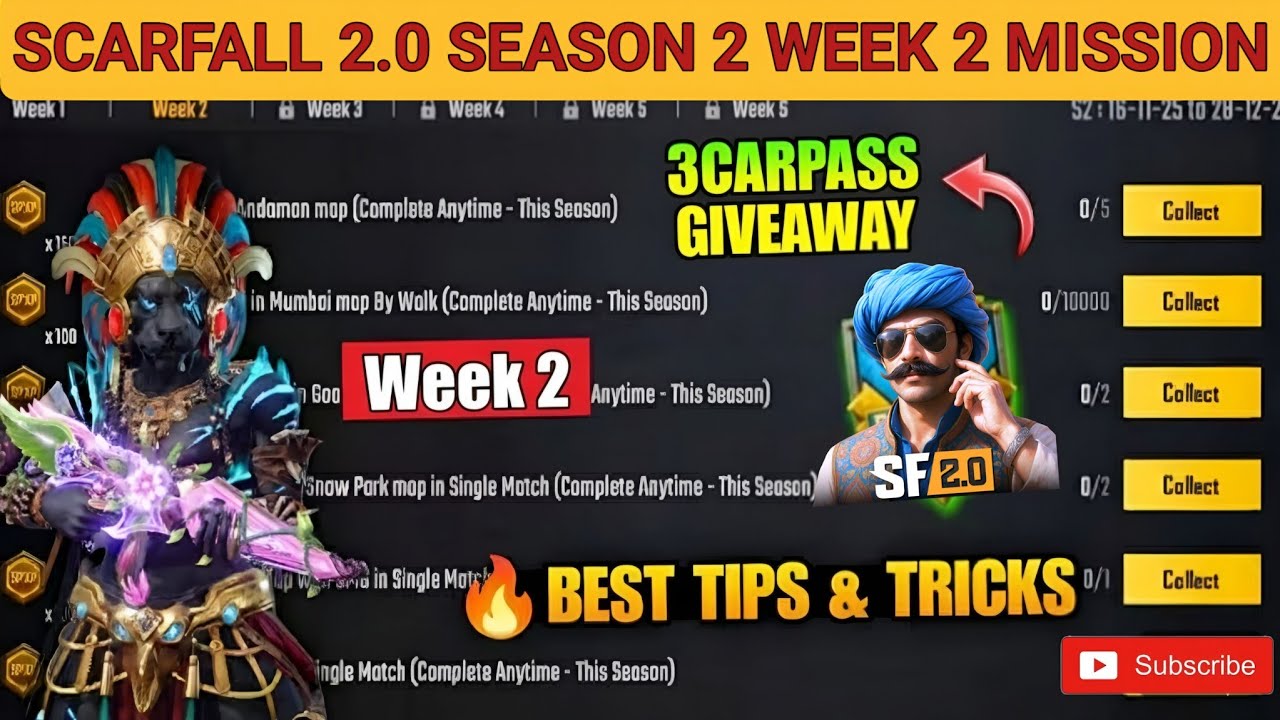 Complete all Scarpass Mission | Week 2 Mission unlock | Scarpass Season 2 Mission Explain |