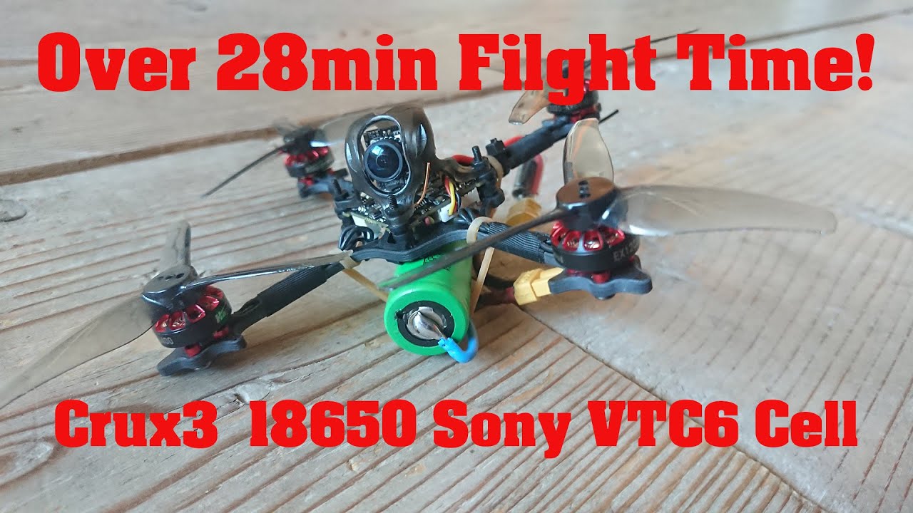 Crux 3 28min Flight with 1s 18650 Battery
