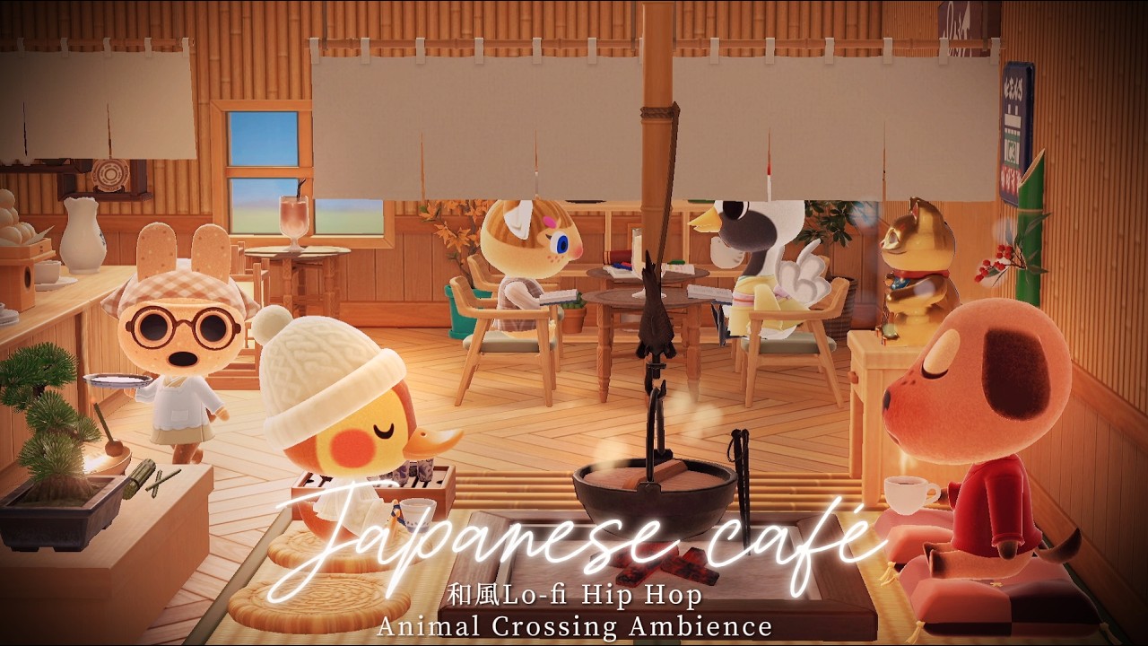 【あつ森BGM】和カフェでほっこり🍵囲炉裏とお団子時間🍡心落ち着く和風Lo-fi HIP HOP (琴/三味線/尺八)🎍お正月BGM＋囲炉裏の音＆カフェアンビエント：４時間｜勉強・睡眠・作業｜