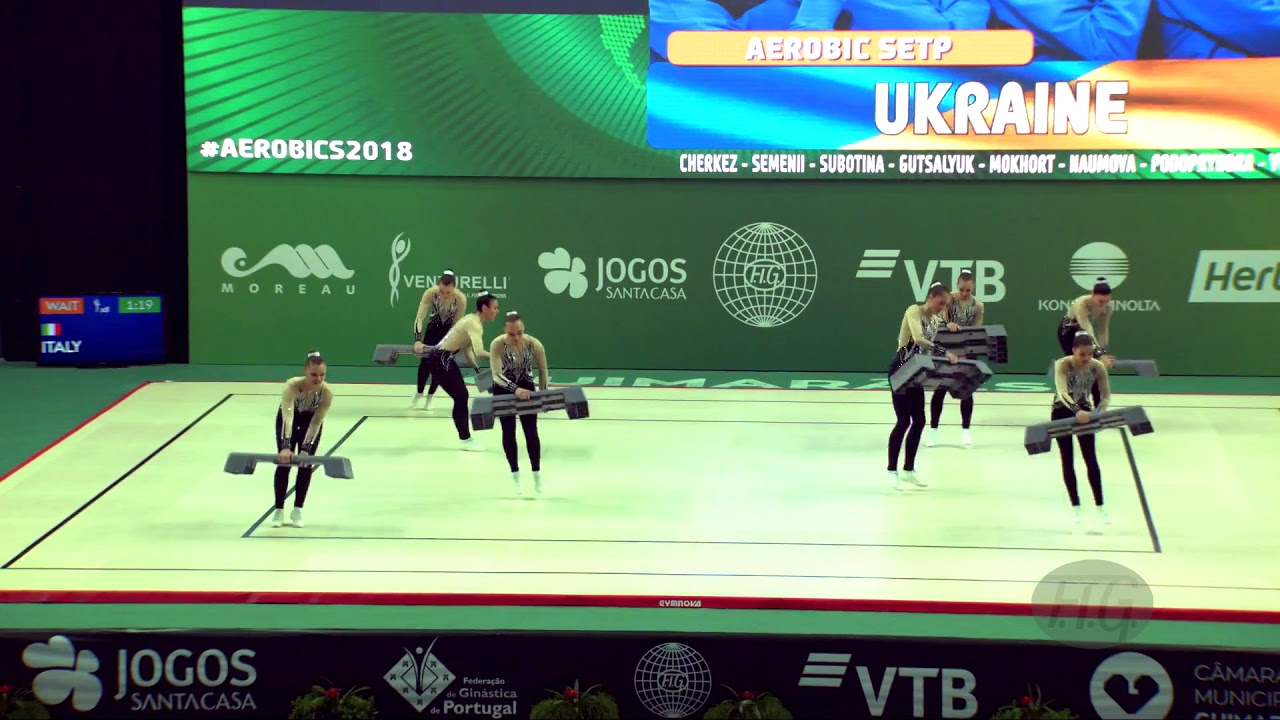 Ukraine (UKR) - 2018 Aerobic Worlds, Guimaraes (POR) - Step Qualifications