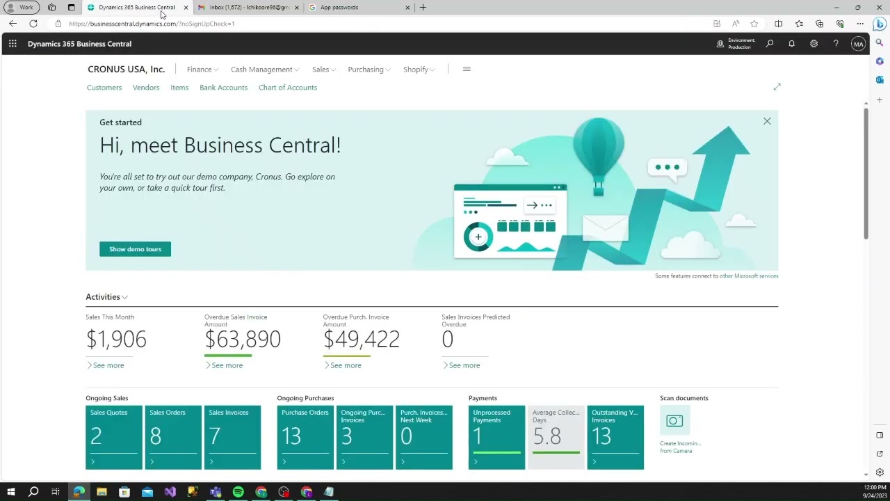 How to Create an Email notification account in Microsoft Dynamics 365 Business Central using Gmail