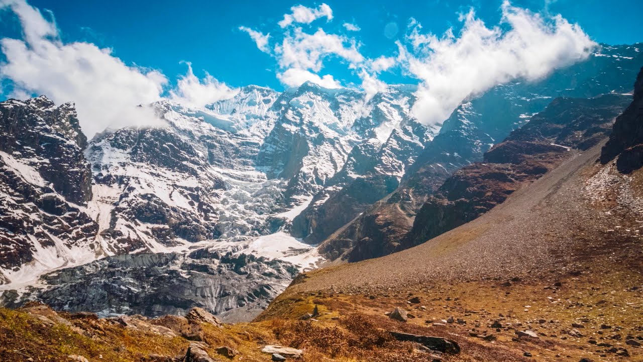 Annapurna I Summit Climb View And Two Avalanches 4K Ultra HD Video